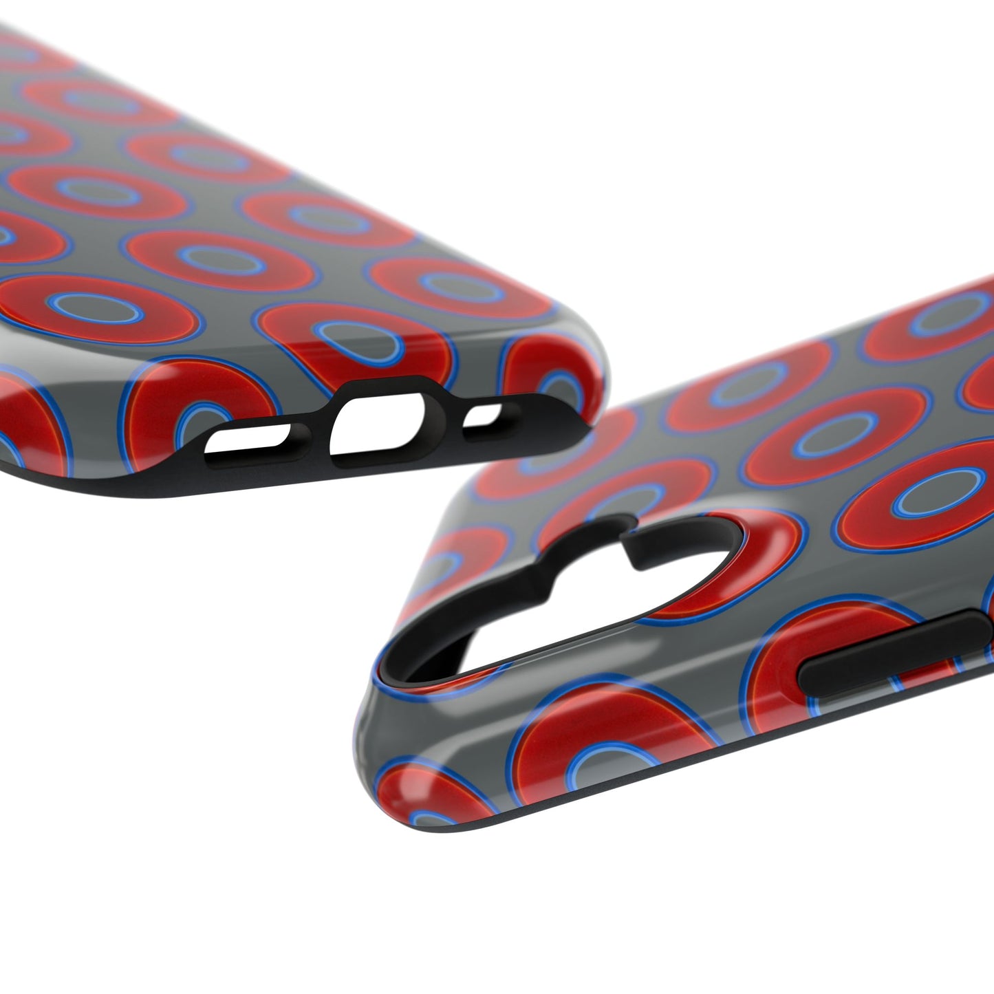 Impact-Resistant Lumpy Donut Case - red vivid donut print w/dark gray background