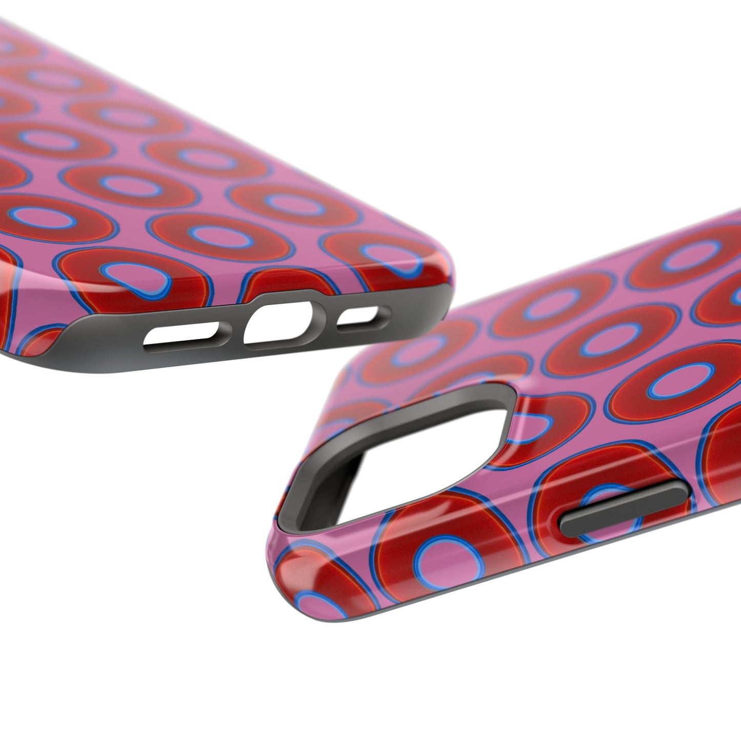 Magnetic Tough Donut Case - red vivid donut print w/pink background