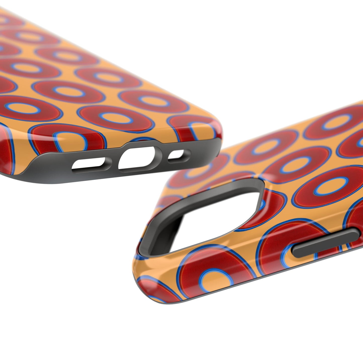 Magnetic Tough Donut Case - red vivid donut print w/creamsicle orange background