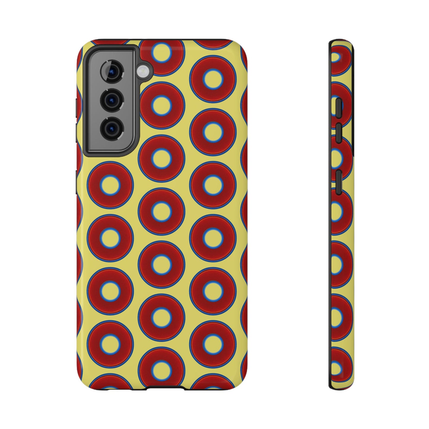 Impact-Resistant Lumpy Donut Case - red vivid donut print w/yellow background