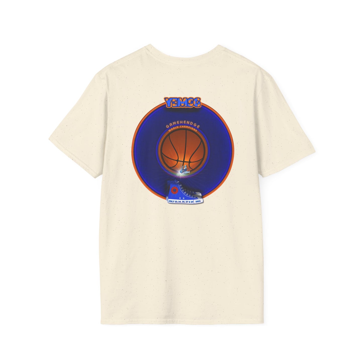 Classic Donut Tee - Unisex Soft-Style - "Diedrich Knickerbocker's Donut" - vivid blue/orange donut - variant 1