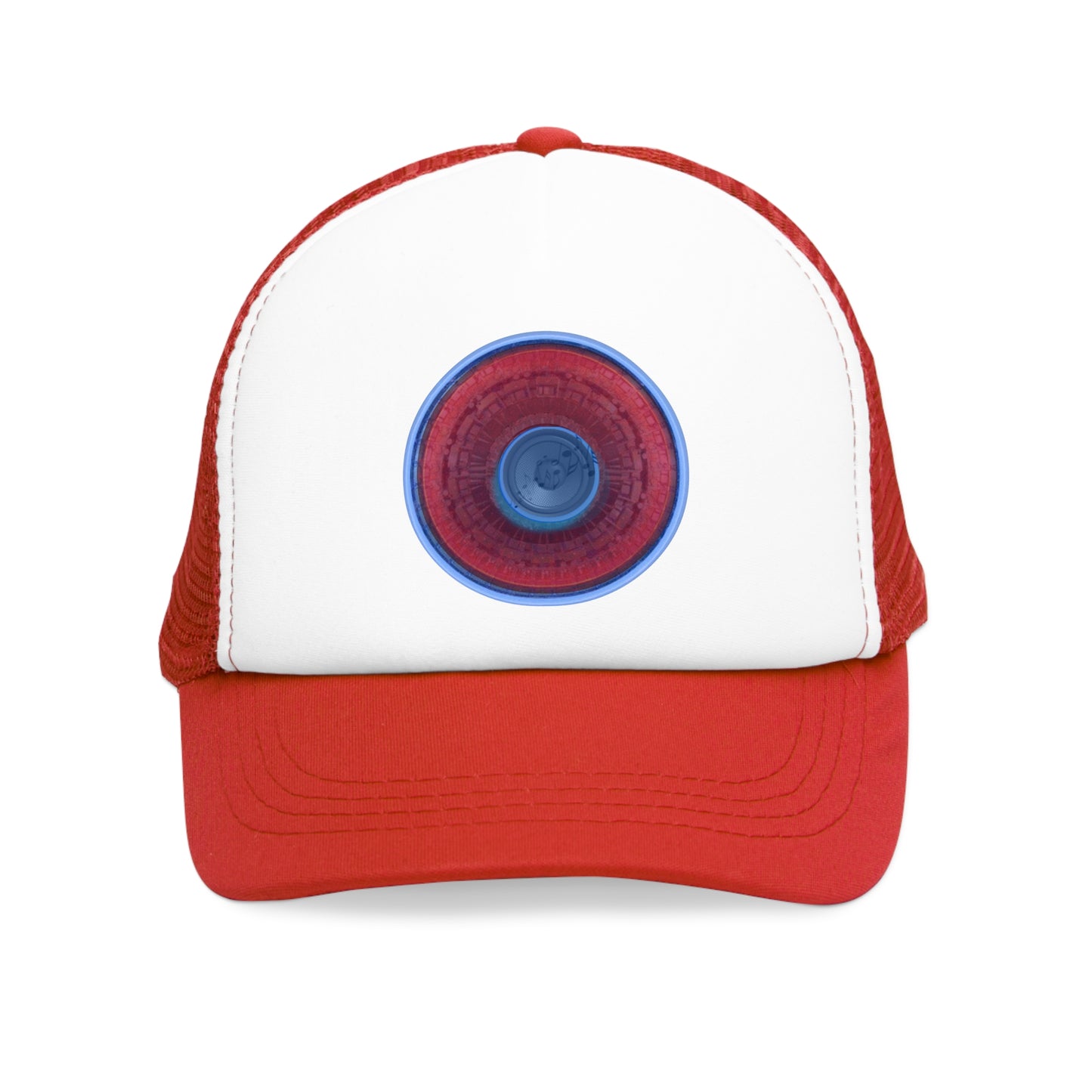 Lumpy Trucker Hat - "Fresh Tube Donuts" - red/blue donut