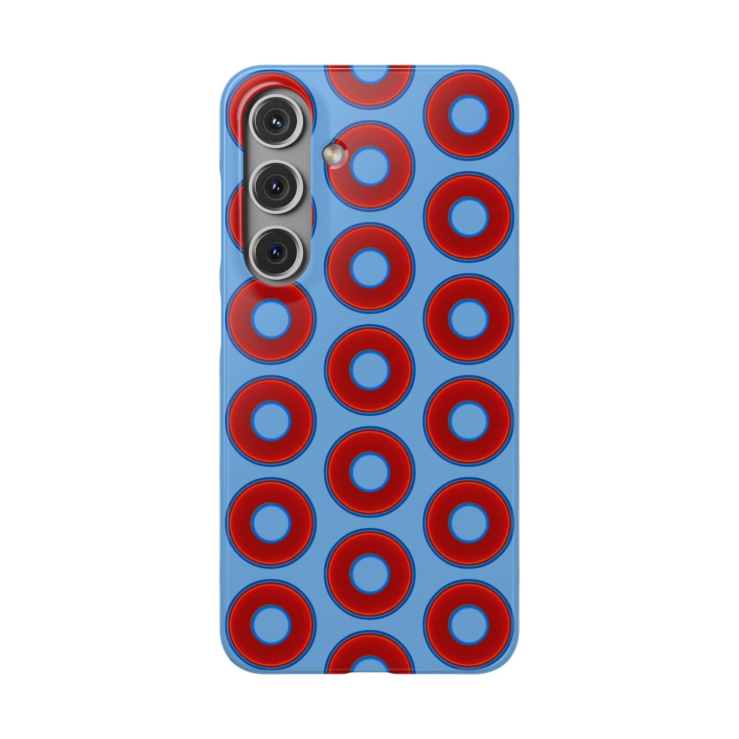 Lumpy Donut Snap Case - red vivid donut print w/light blue background