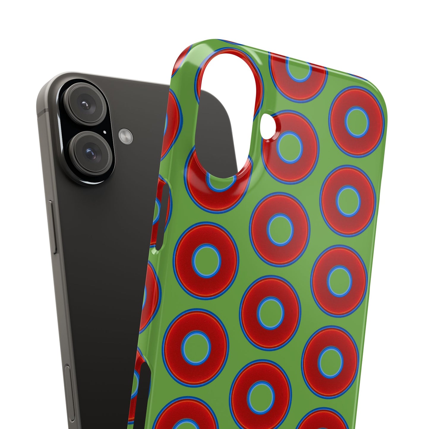 <Lumpy Donut Snap Case - red vivid donut print w/light green background