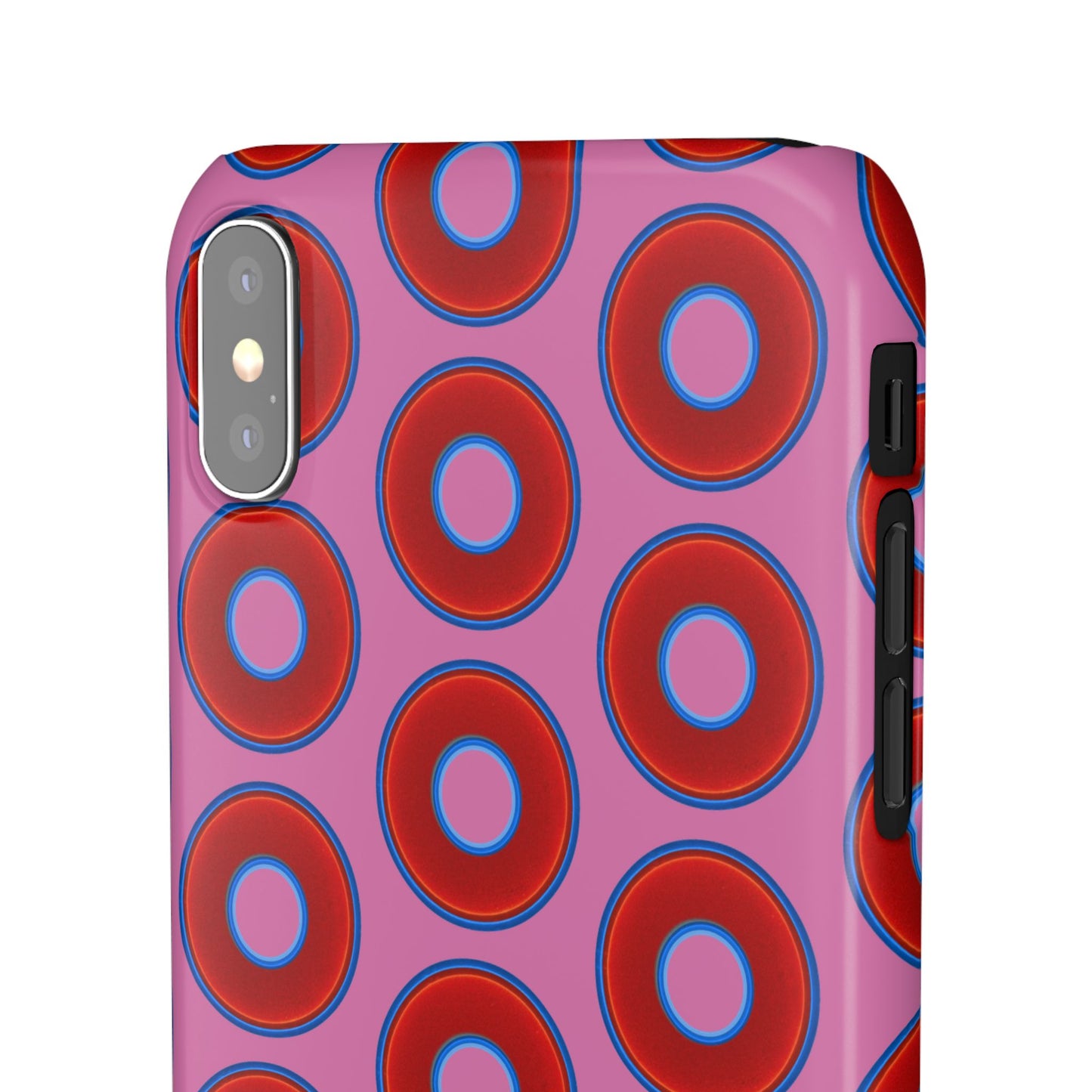 Lumpy Donut Snap Case - red vivid donut print w/light pink background
