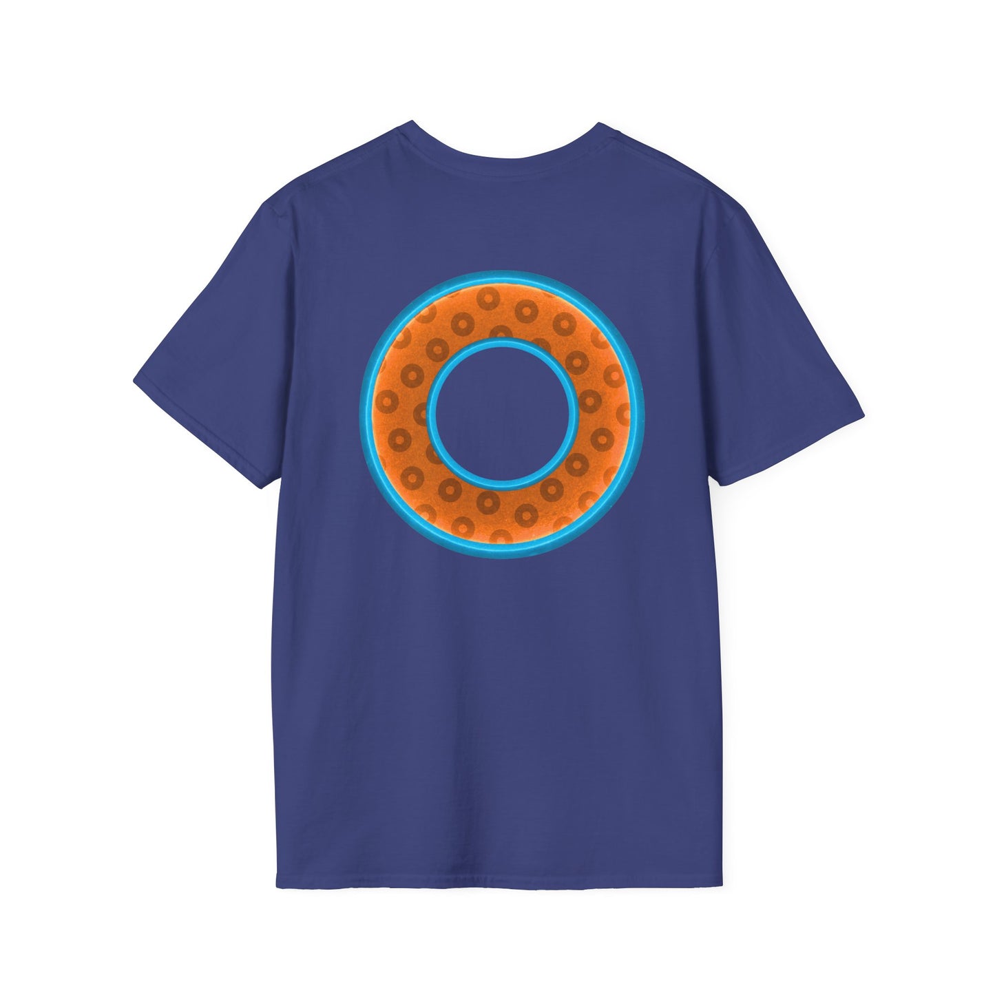 Plain Donuts/Unisex Soft-Style - "Plain Wide Mouthed Paradoxical Donuts" - orange/aquamarine blue donuts