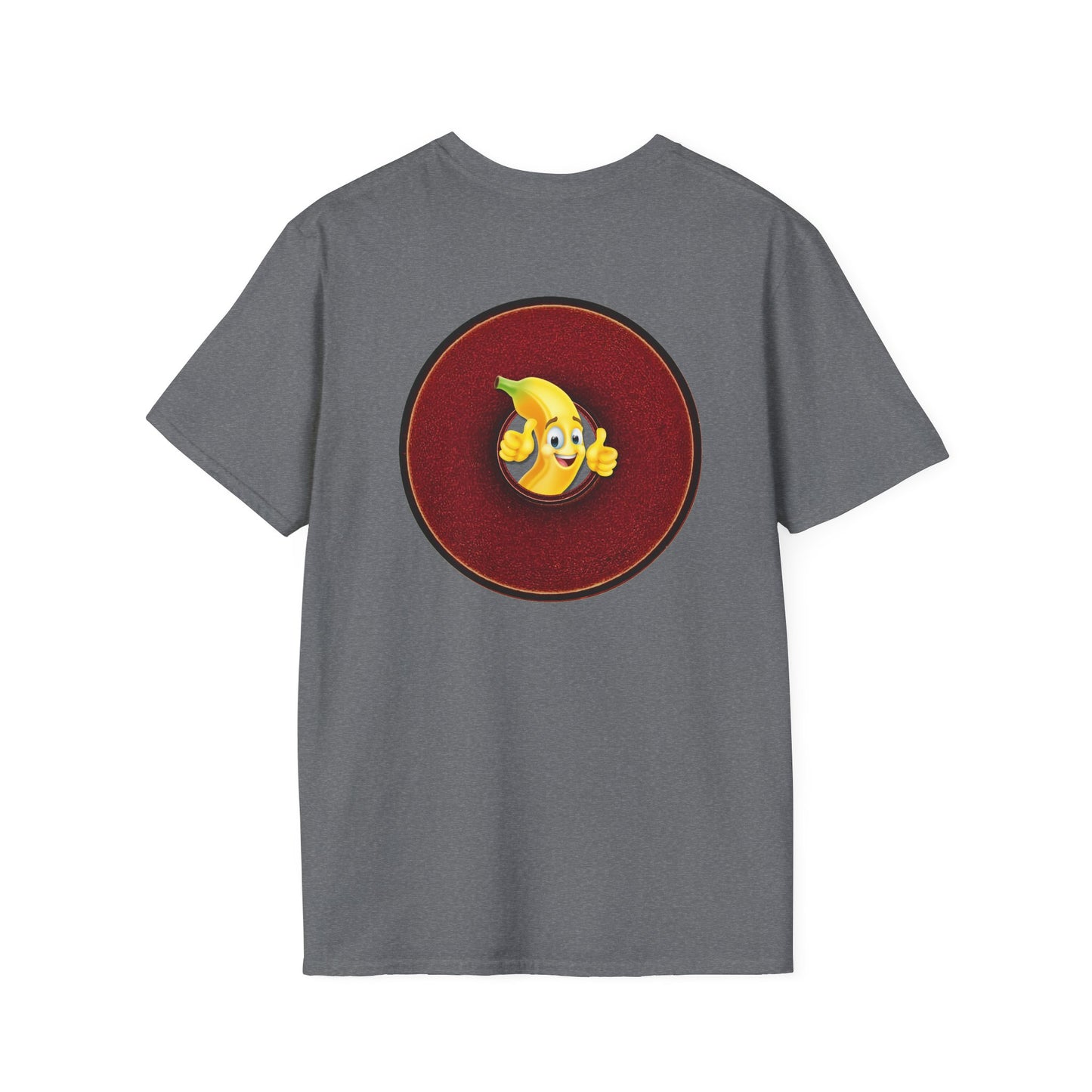 Classic Donut Tee - Unisex Soft-Style - "Dis sheet, it's bananas!" - series 1.0 - variant 4- dark red donut