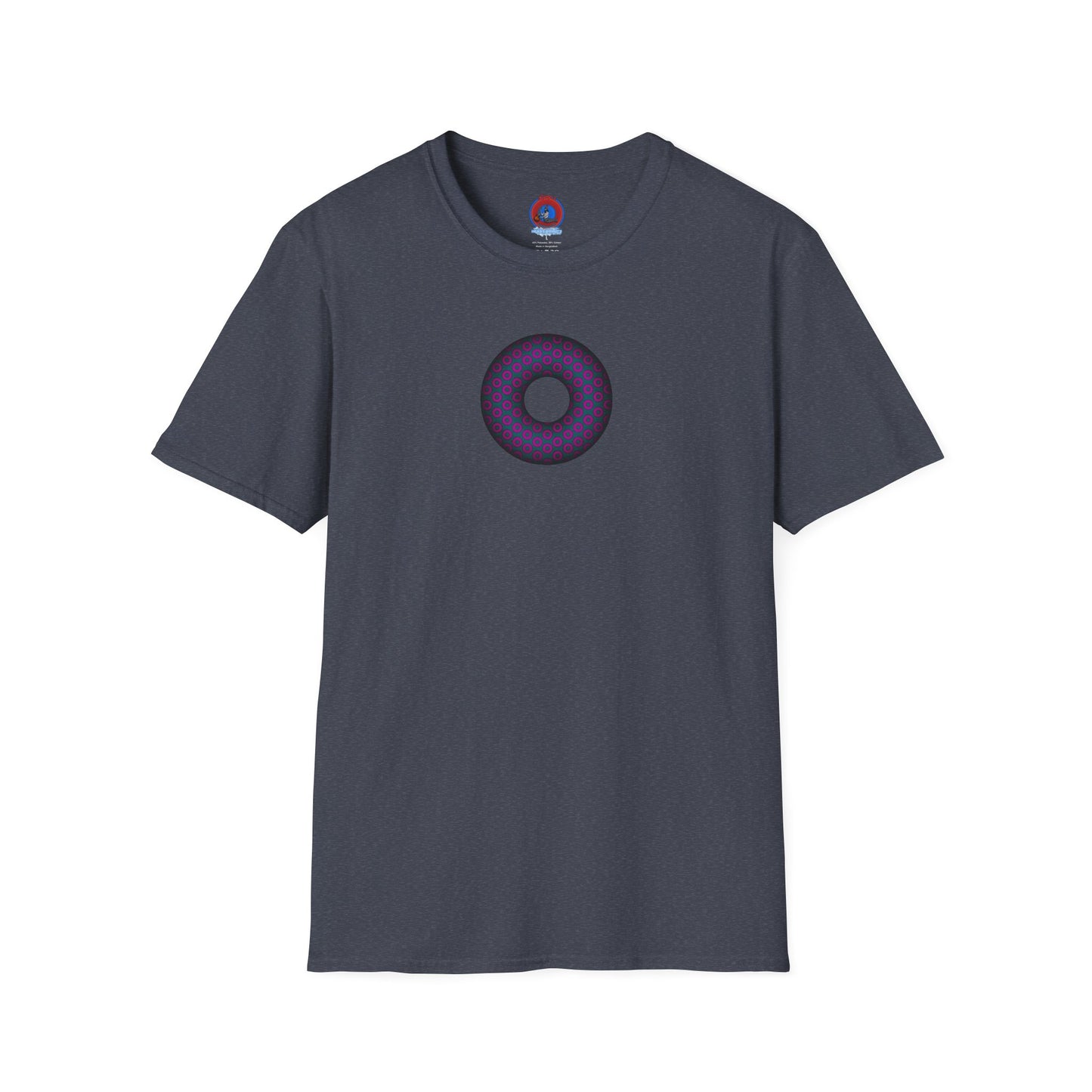 Plain Donuts/Unisex Soft-Style - "Plain Paradoxical Grided Donuts" - dark magenta/faded navy donuts