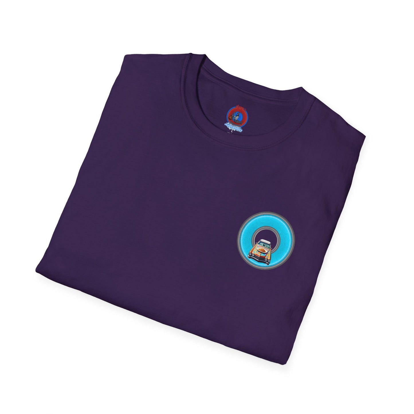 Classic Donut Tee - Unisex Soft-Style - "Cadillac Rainbow Spaghetti Incident" - series 1.0  - variant 3 - blue/gray donut