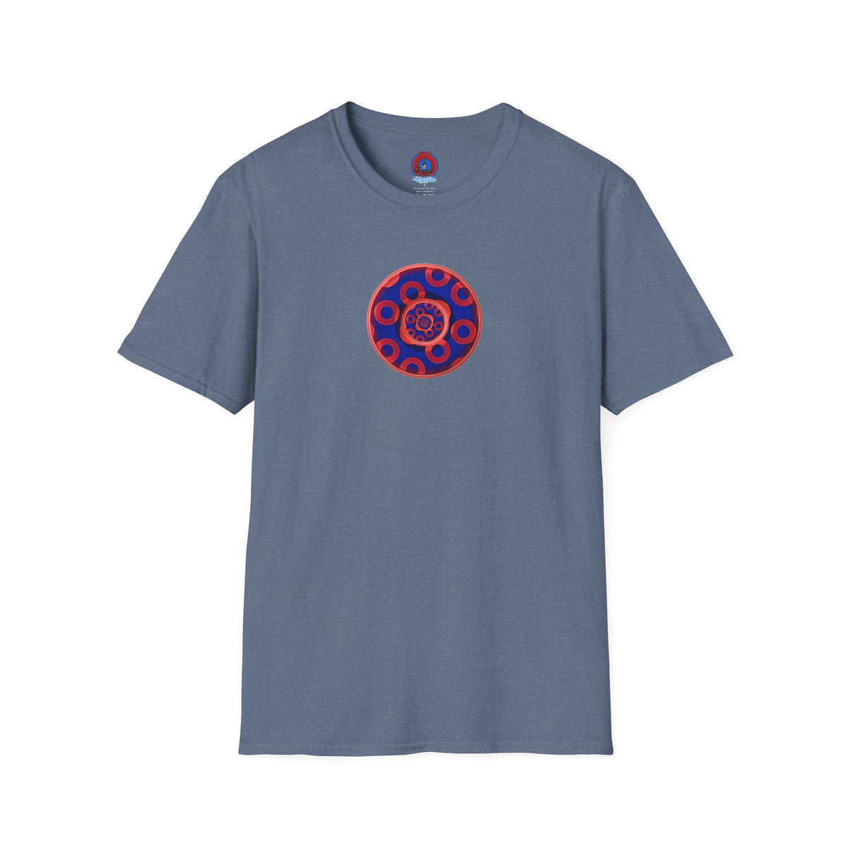Classic Donut Tee - Unisex Soft-Style - "Kaleidoscope Abyss of Donut" - paradoxical print - variant 2 - series 1.0 - donut vortex - red/blue