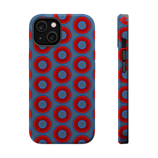 Magnetic Tough Donut Case - red vivid donut print w/steel blue background