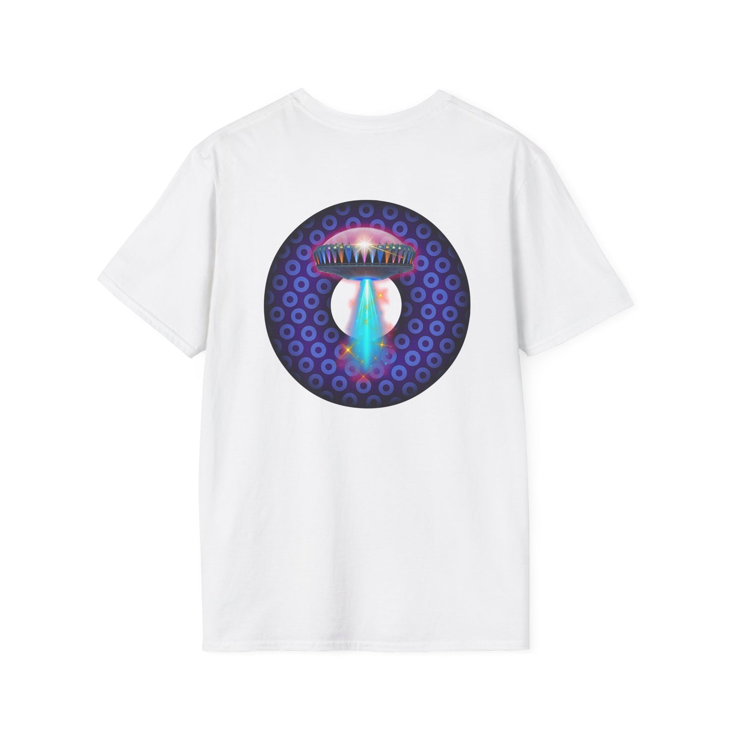 Classic Donut Tee - Unisex Soft-Style - "Donuts now Served on the Mothership" - series 1.0  - variant 5  - purple/violet paradoxical donut