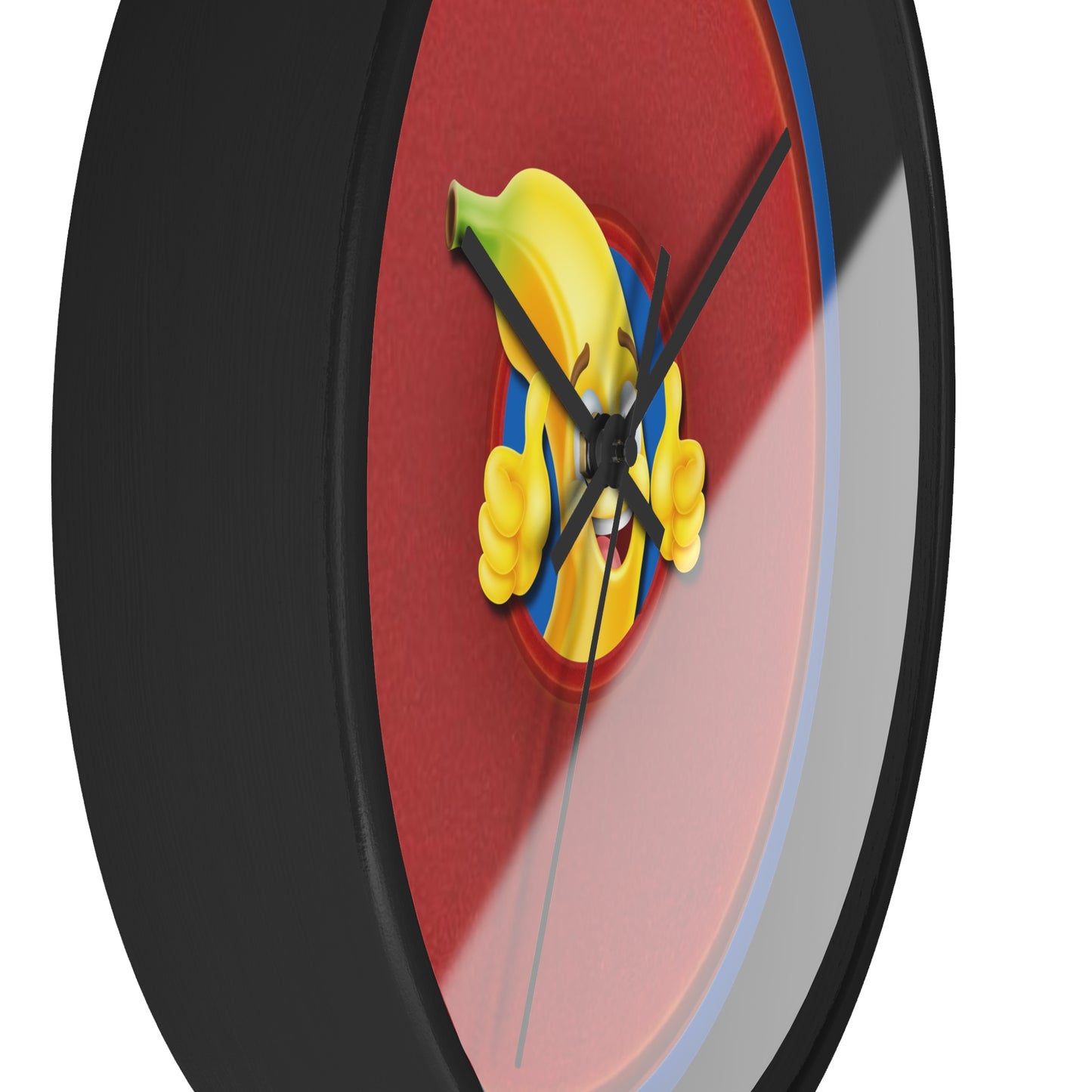 Lumpy Wall Clock - "Dis Sheet, It's Bananas" - variant 6 - red vivid donut w/dark royal blue background