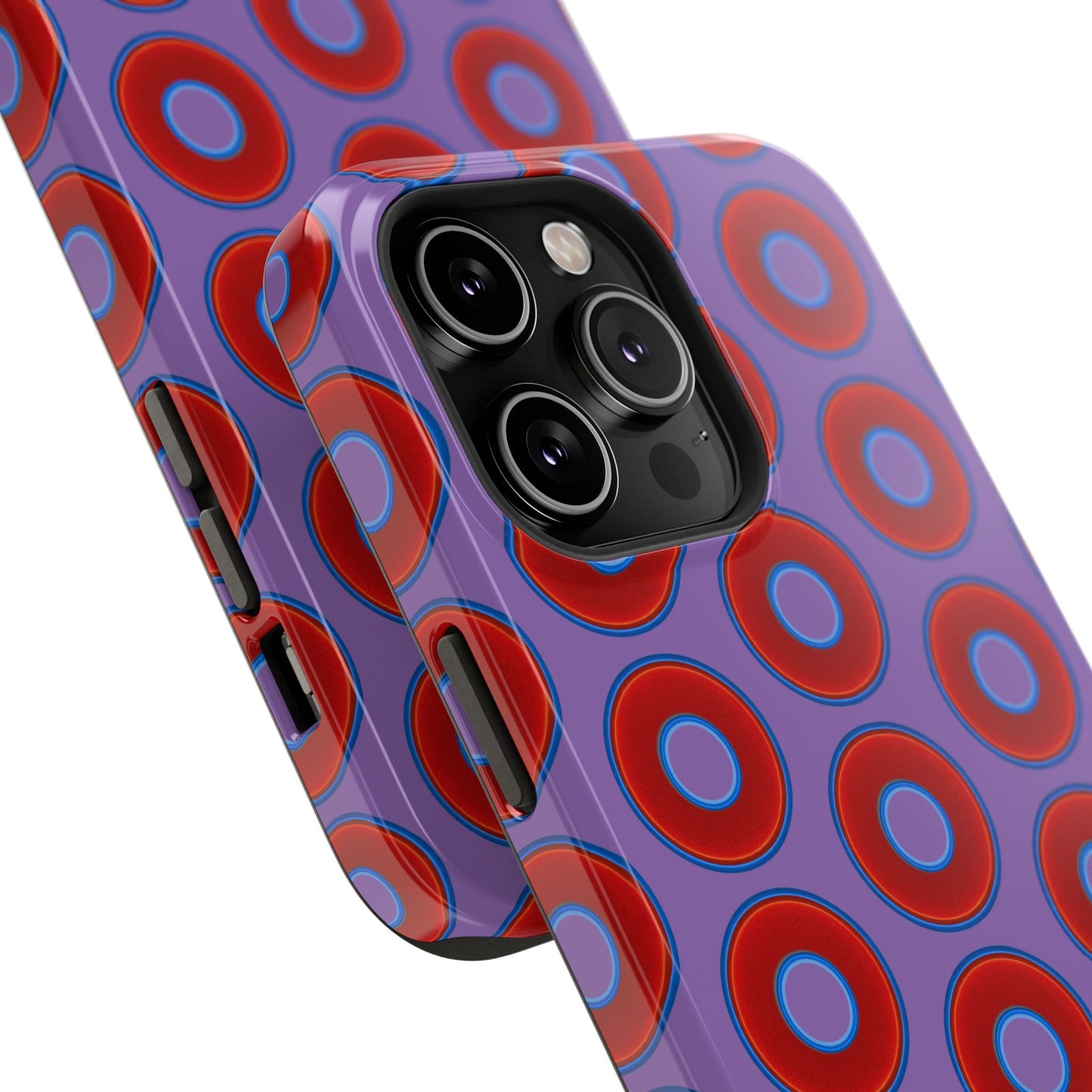Impact-Resistant Lumpy Donut Case - red vivid donut print w/light purple background