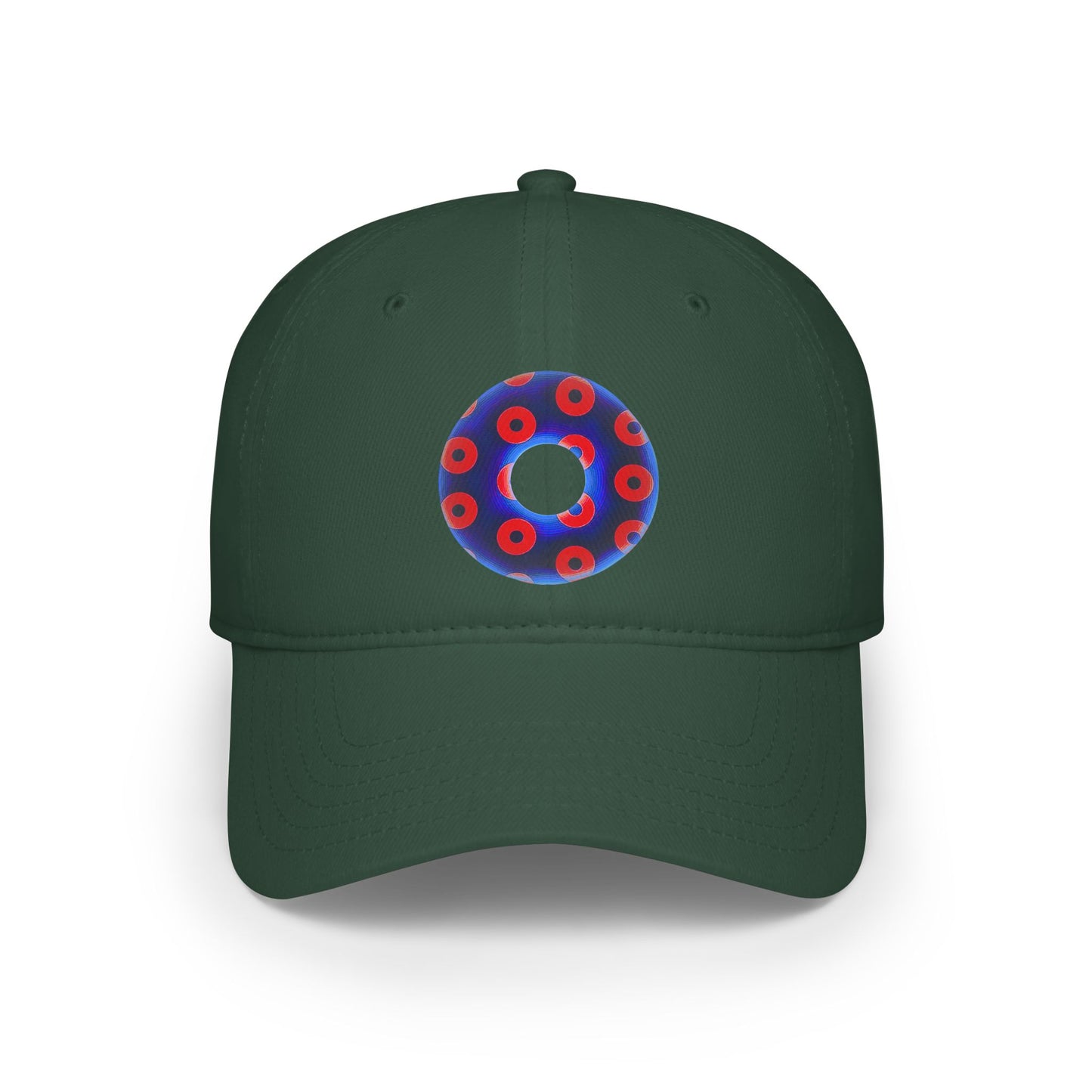 Lumpy Donut Baseball Cap - "Plain [Mary] Jane" - paradoxical dark blue/red blimpy donut w/