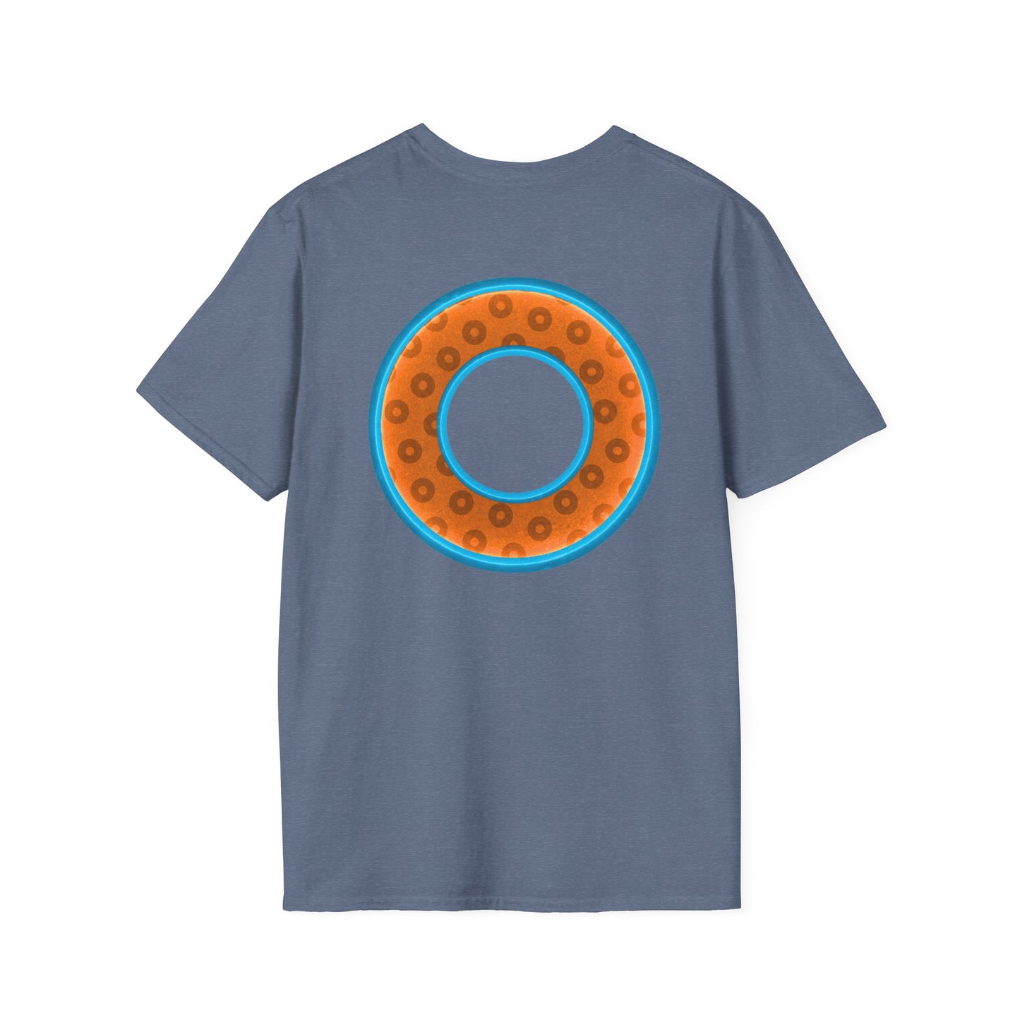 Plain Donuts/Unisex Soft-Style - "Plain Wide Mouthed Paradoxical Donuts" - orange/aquamarine blue donuts