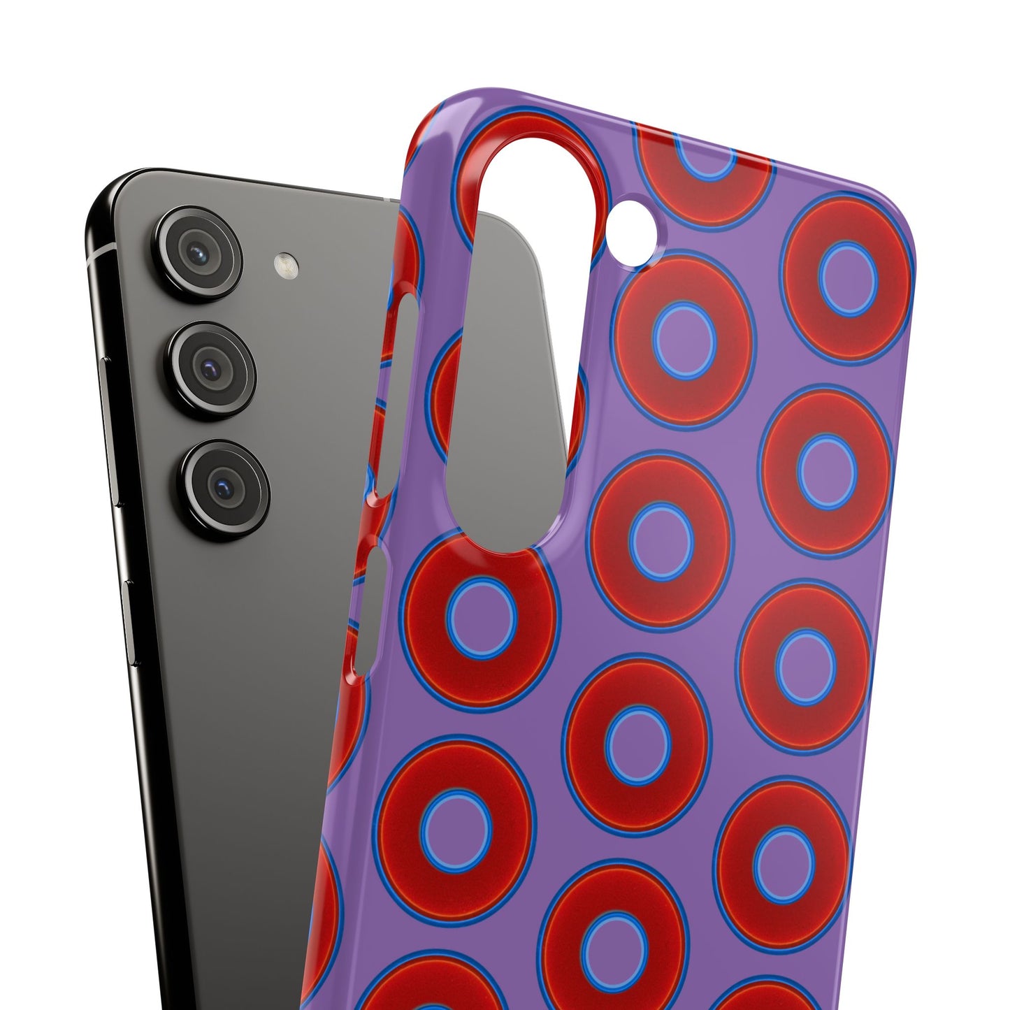 Lumpy Donut Snap Case - red vivid donut print w/light purple background