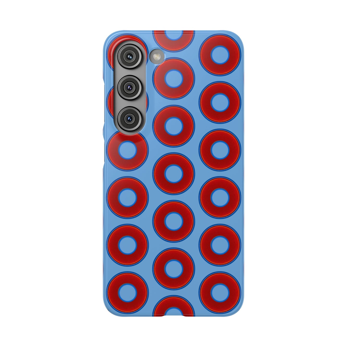 Lumpy Donut Snap Case - red vivid donut print w/light blue background