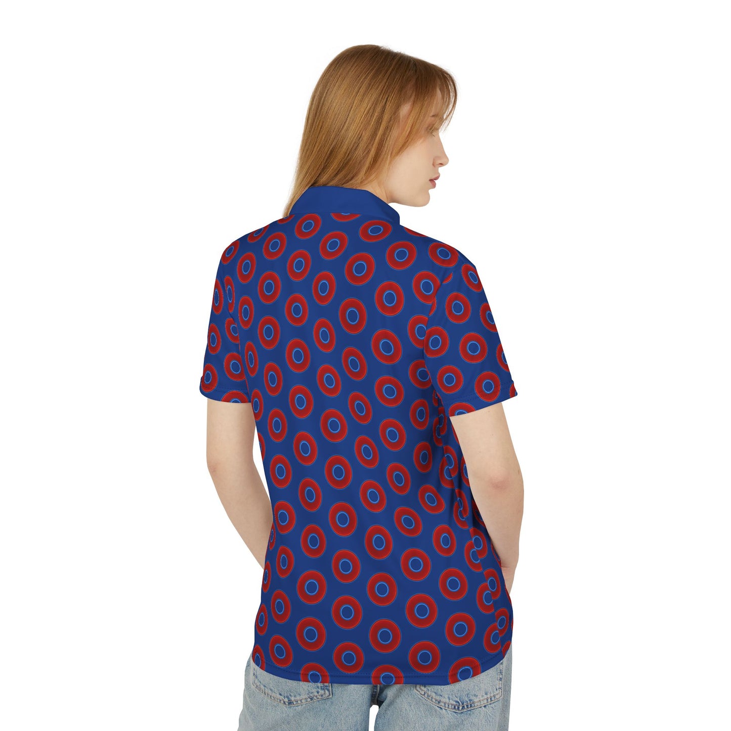 AOP Donut Polo - vivid donut print w/dark blue background [unisex]