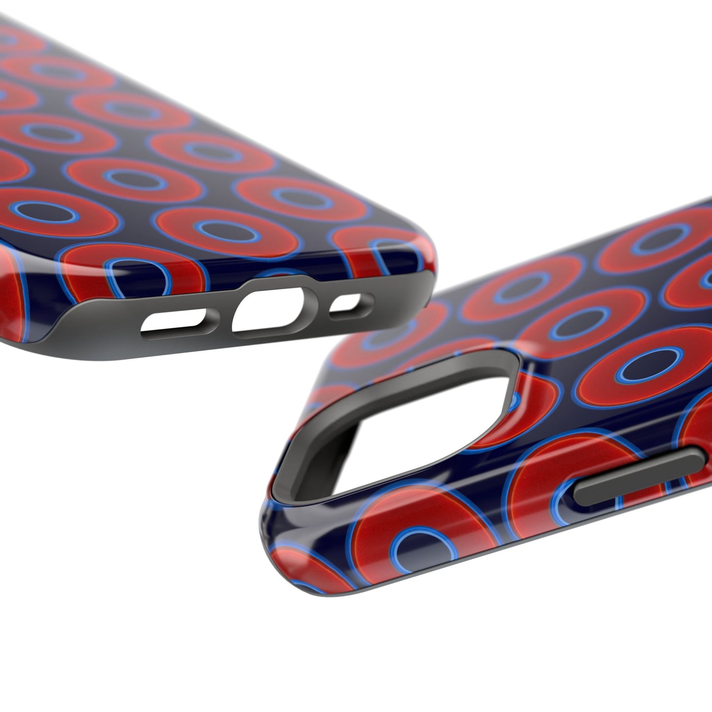 Magnetic Tough Donut Case - red vivid donut print w/midnight blue background