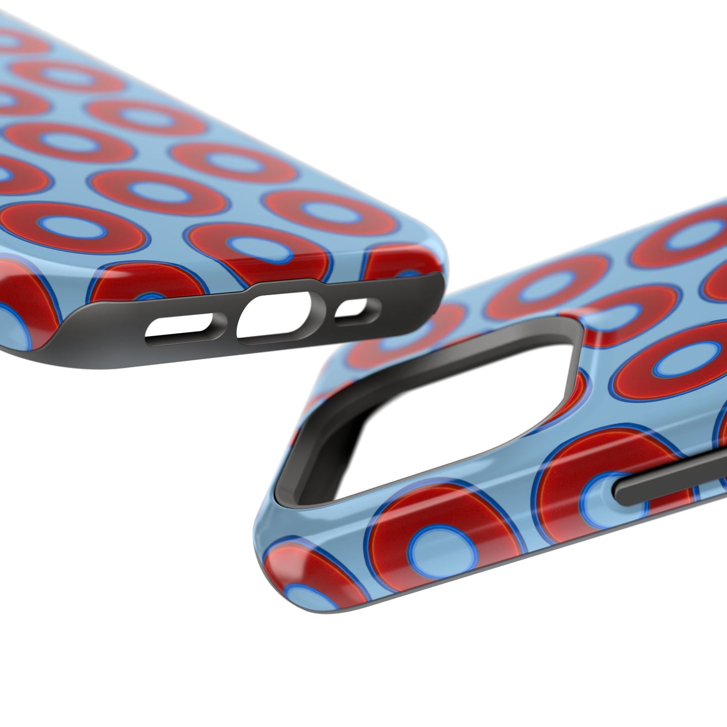 Impact-Resistant Lumpy Donut Case - red vivid donut print w/sky blue background