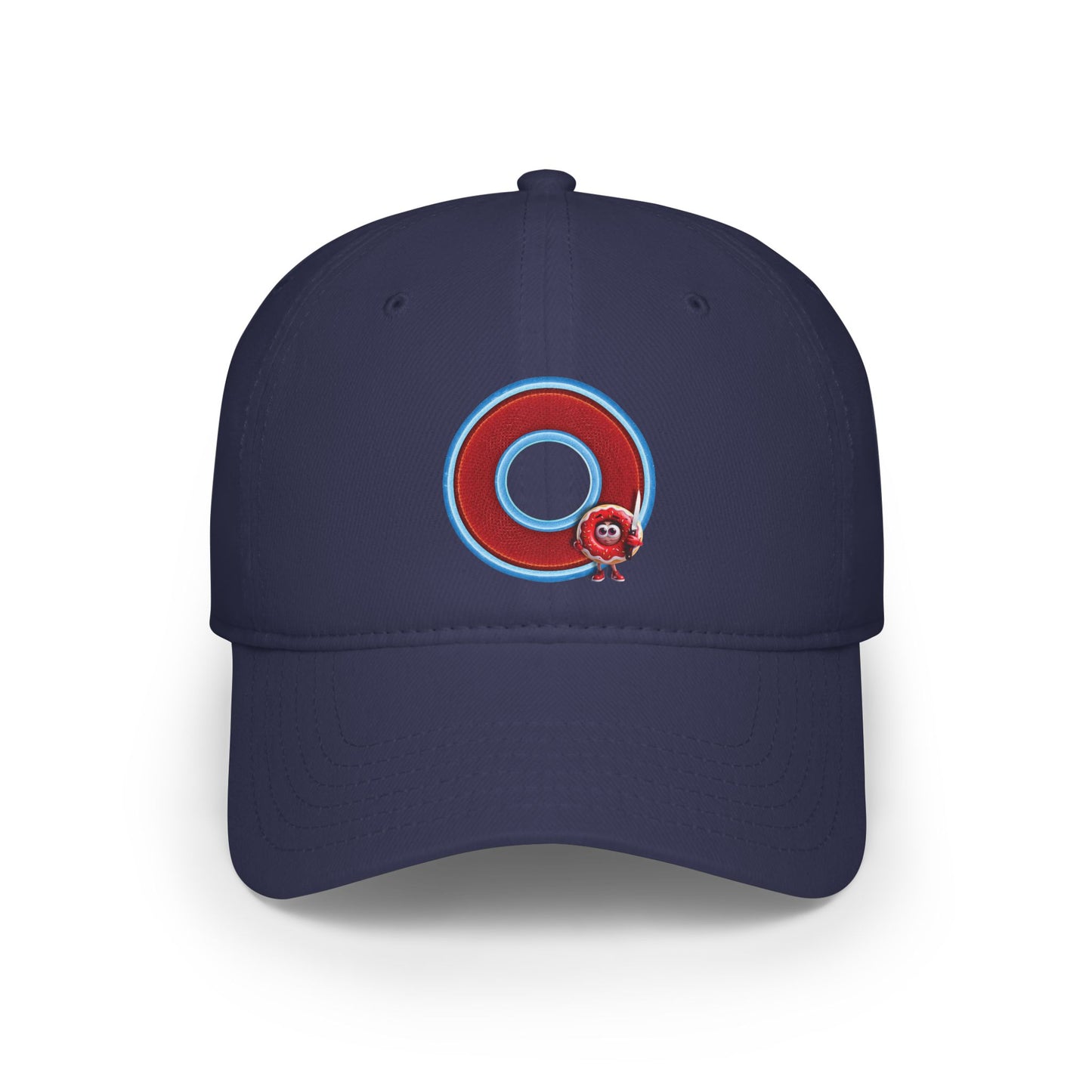 Lumpy Donut Baseball Cap - "My Phriend The Donut's Cap" - variant 2 - red/blue rustic donut w/