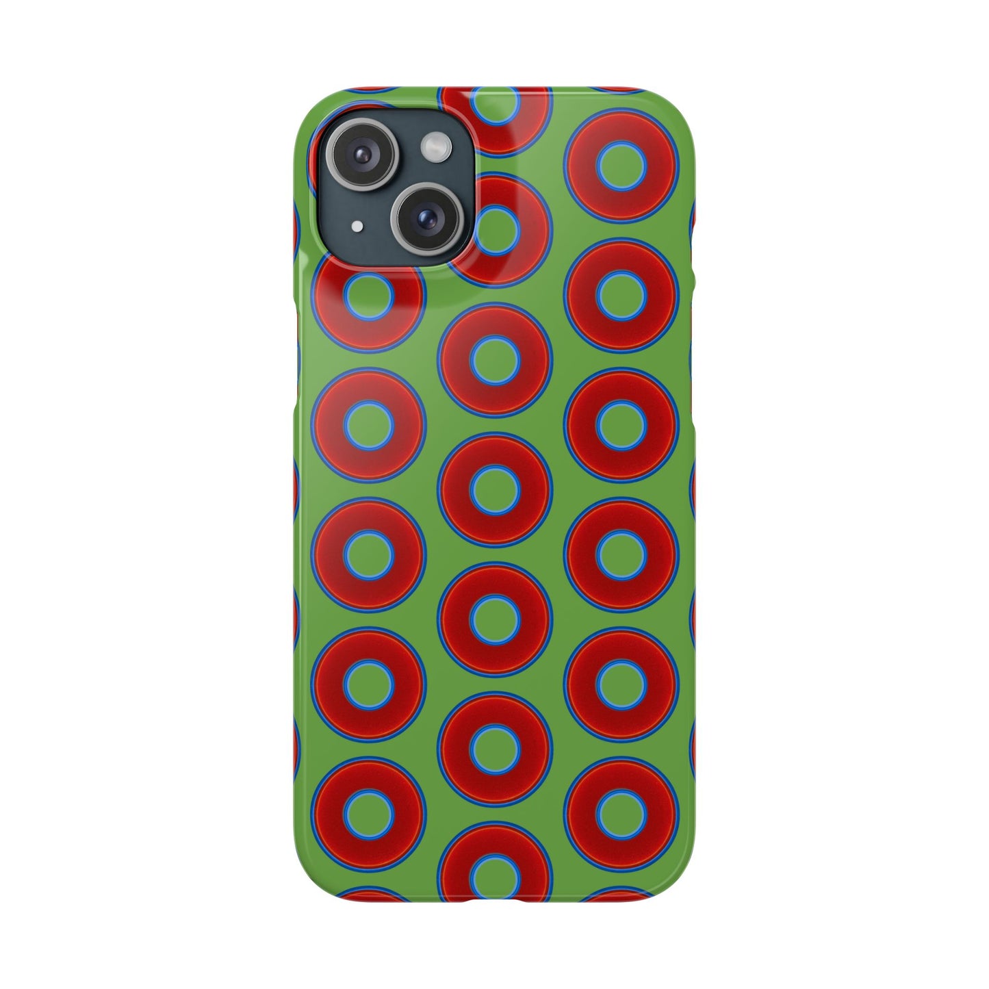 <Lumpy Donut Snap Case - red vivid donut print w/light green background