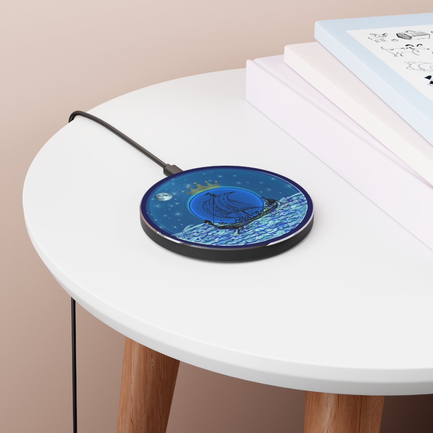 The Flow - Wireless Lumpy Donut Chargers - "The Official Donut Charger of the Prince" - vivid blue record donut w/navy background