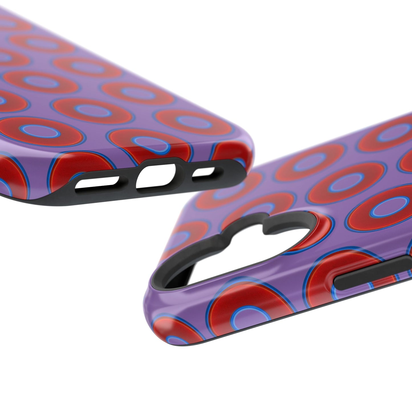 Impact-Resistant Lumpy Donut Case - red vivid donut print w/light purple background