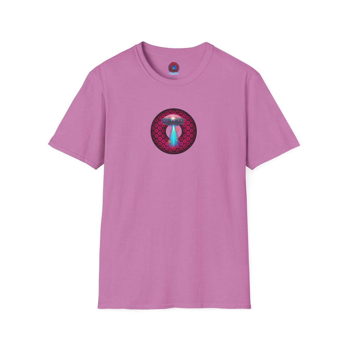 Classic Donut Tee - Unisex Soft-Style - "Donuts now Served on the Mothership" - series 1.0  - variant 2  - red/red paradoxical donut