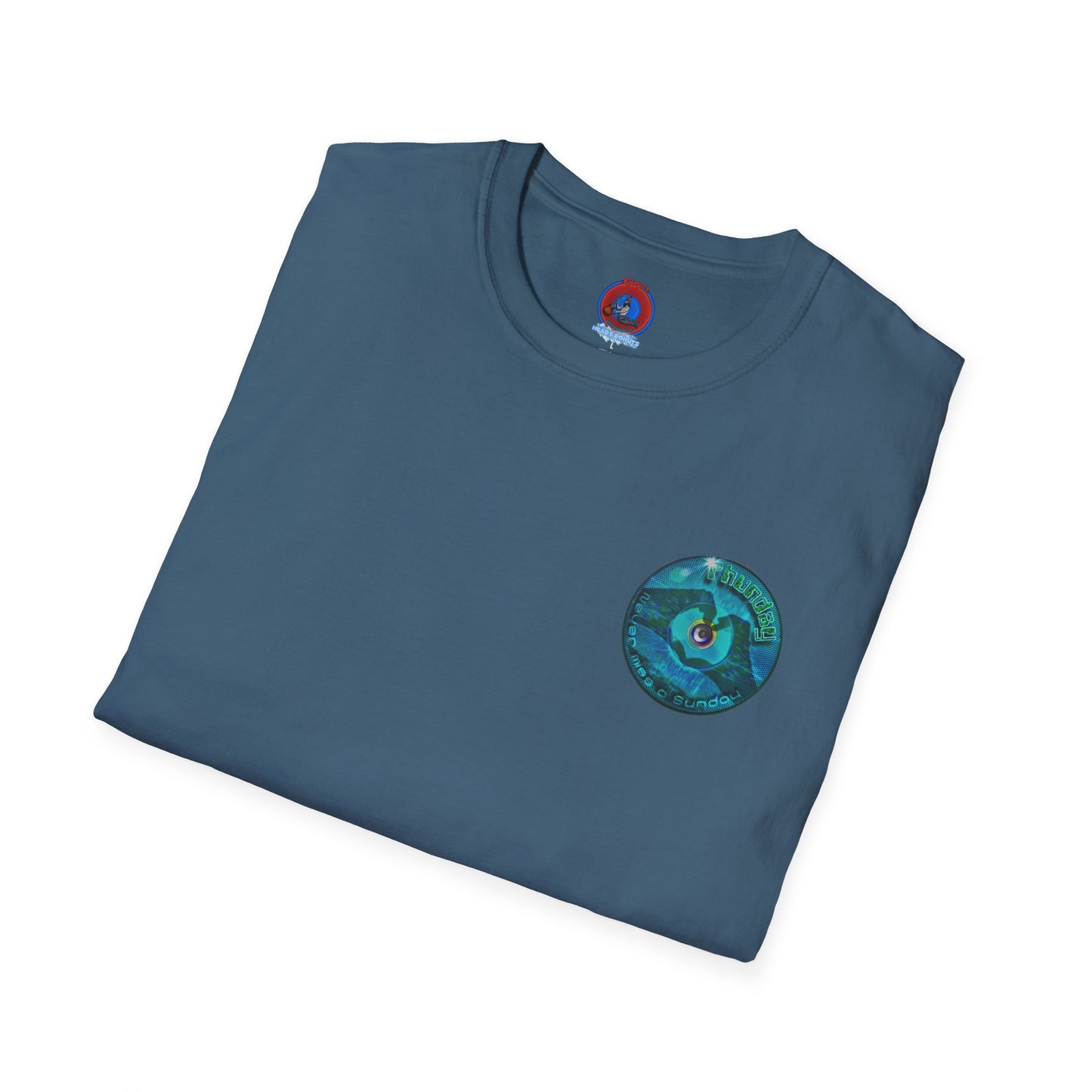 Classic Donut Tee - Unisex Soft-Style - "Sunday Phunday" - series 1.0 - variant 1 - teal donut