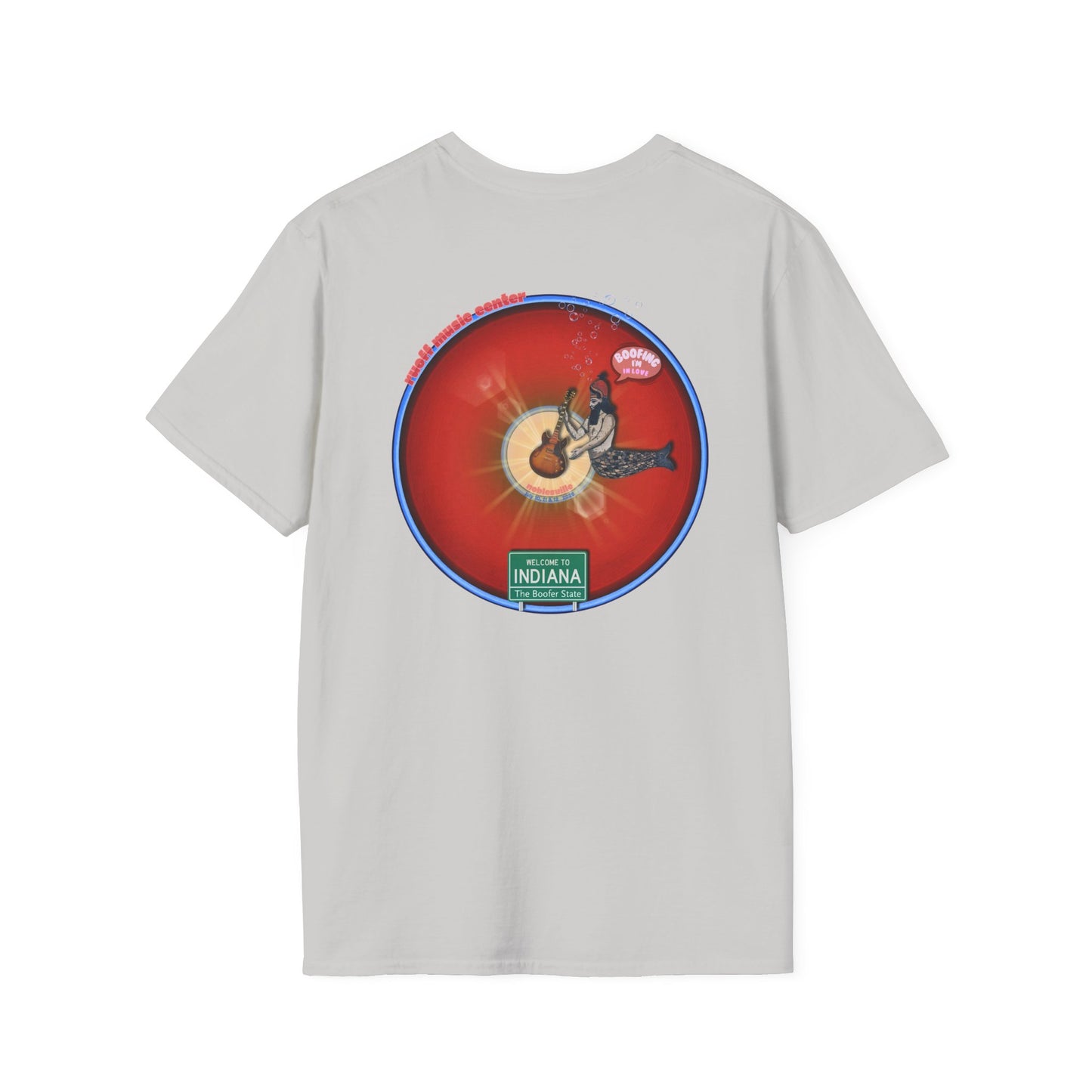 Classic Donut Tee - Unisex Soft-Style - "Indiana is for Boofers" - vivid red/blue plumpy donut - variant 1 - w/toppings