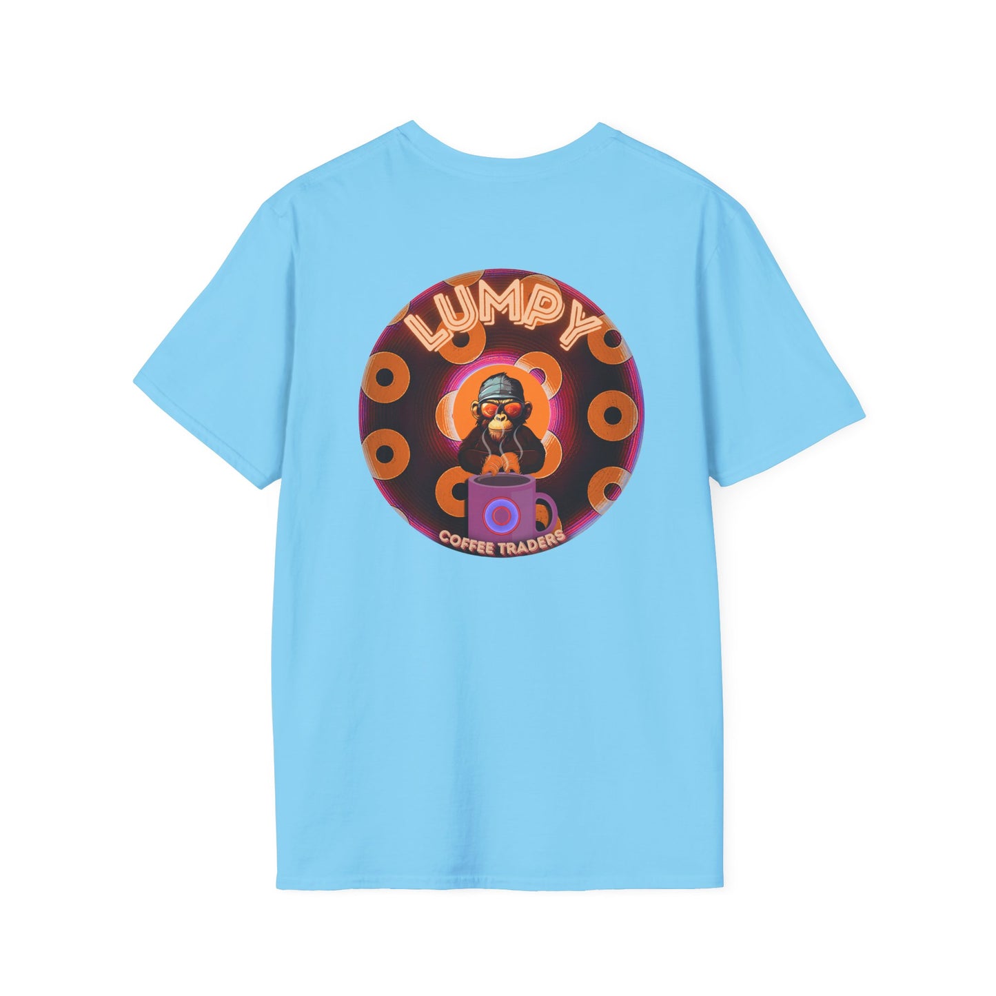 Coffee Traders Tee - Unisex Soft-Style - "Columbia House CDs " - paradoxical donut - variant 1 - coffee front/logo back