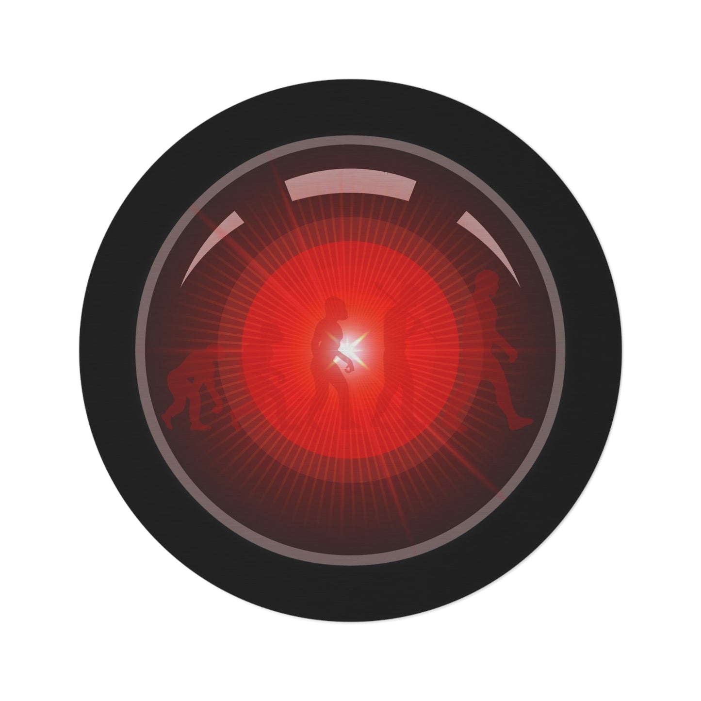 Round Room - 5 ft x 5 ft Lumpy Donut Rug - "2025: A Donut Rug Odyssey" - black/red Hal donut w/black background - variant 1