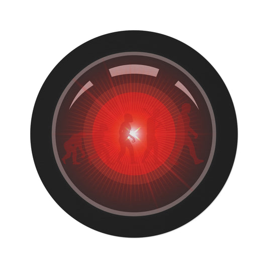 Round Room - 5 ft x 5 ft Lumpy Donut Rug - "2025: A Donut Rug Odyssey" - black/red Hal donut w/black background - variant 1