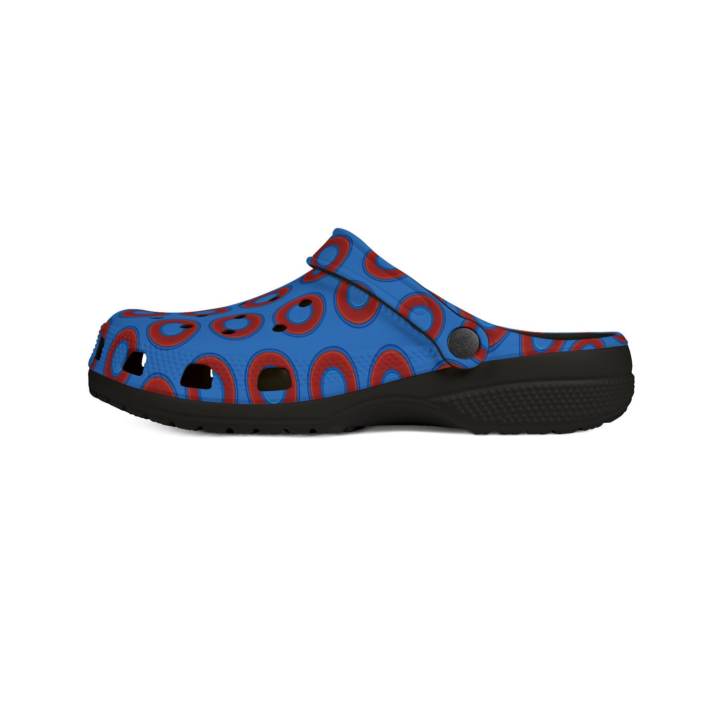 Spatchcocks - donut slip-on shoes - red rustic donuts w/light royal blue background [unisex]