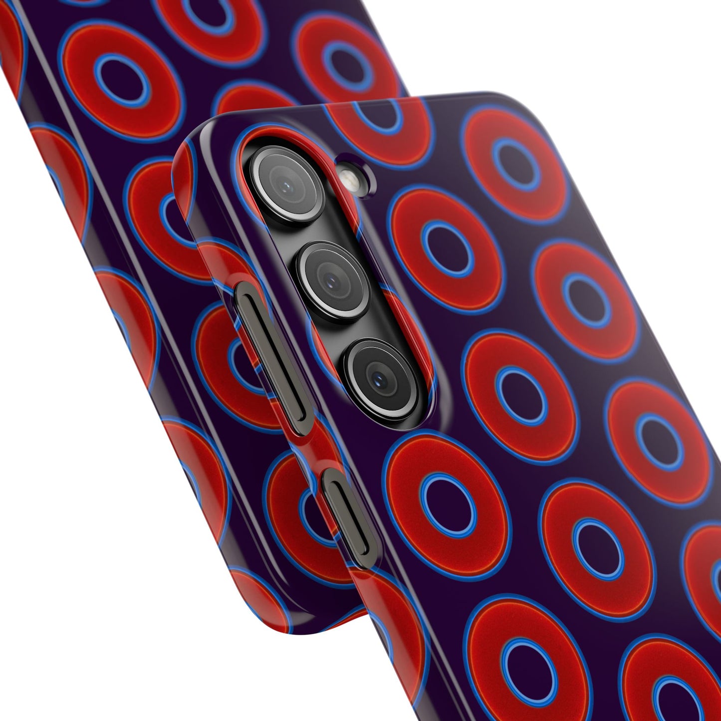 Lumpy Donut Snap Case - red vivid donut print w/midnight purple background