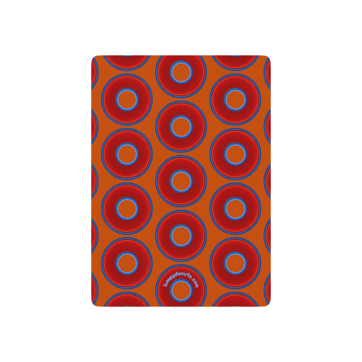 Lumpy Donut Playing Decks - 52-cards - red vivid donuts w/orange background