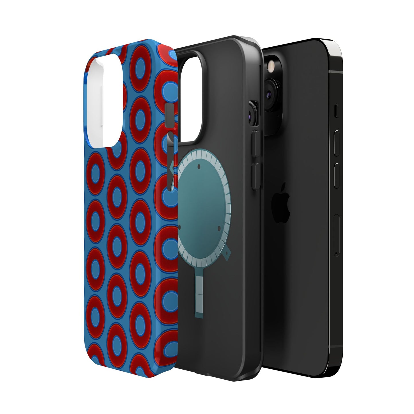 Magnetic Tough Donut Case - red vivid donut print w/light steel blue background