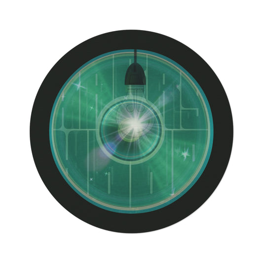 Round Room - 5 ft x 5 ft Lumpy Donut Rug - "Harry's Hoodlum Donut Rug" - vivid green word donut w/deep forest green background - variant 3