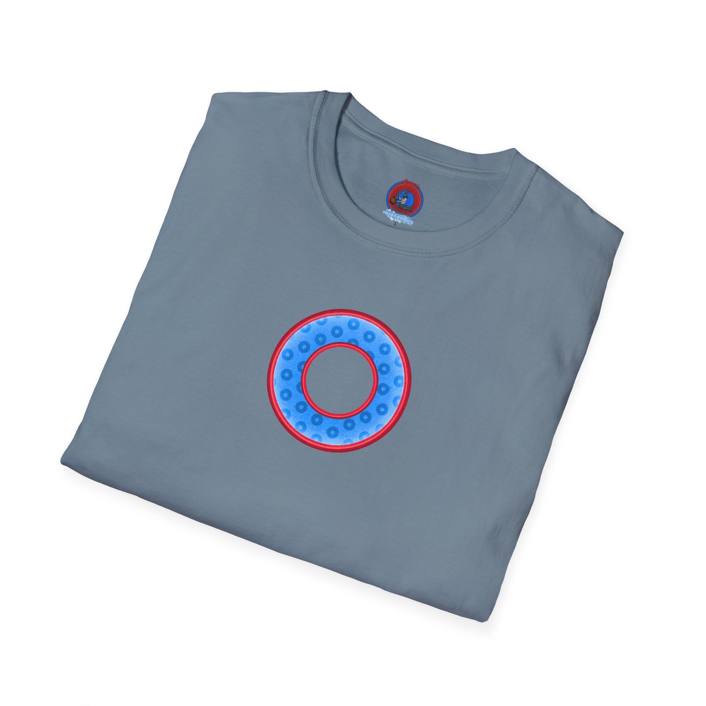 Plain Donuts/Unisex Soft-Style - "Plain Wide Mouthed Paradoxical Donuts" - light blue/red donuts