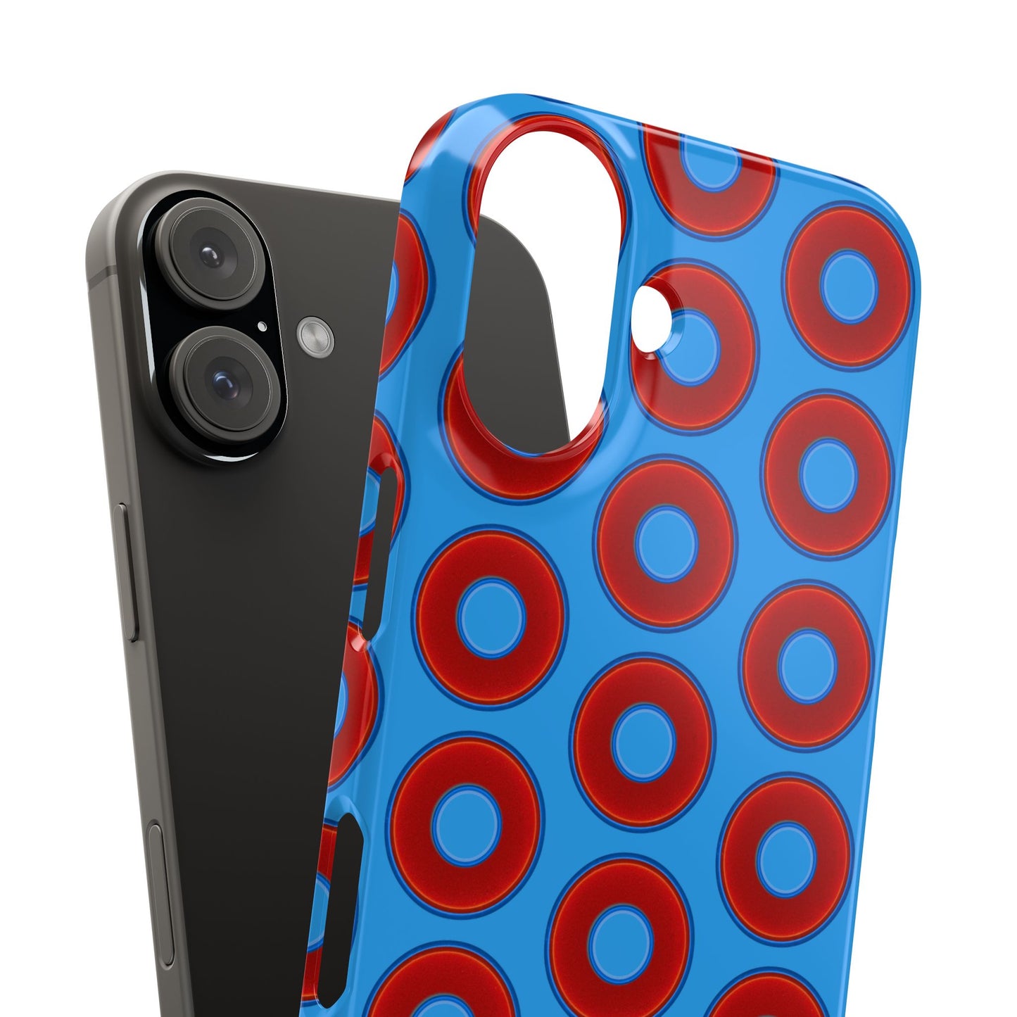 Lumpy Donut Snap Case - red vivid donut print w/sky royal blue background