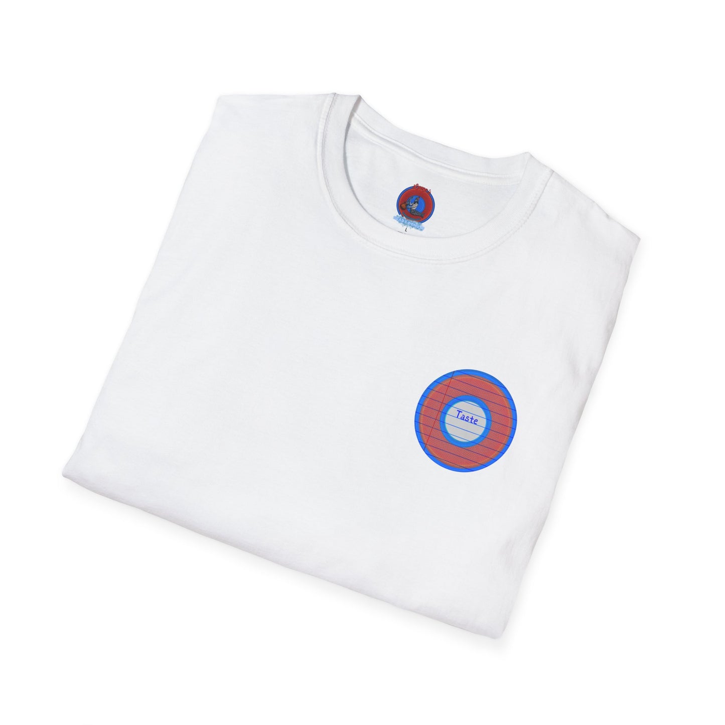 Classic Donut Tee - Unisex Soft-Style - "That's 1 Tasty Donut" - series 1.0  - variant 1 - red donut w/blue ink