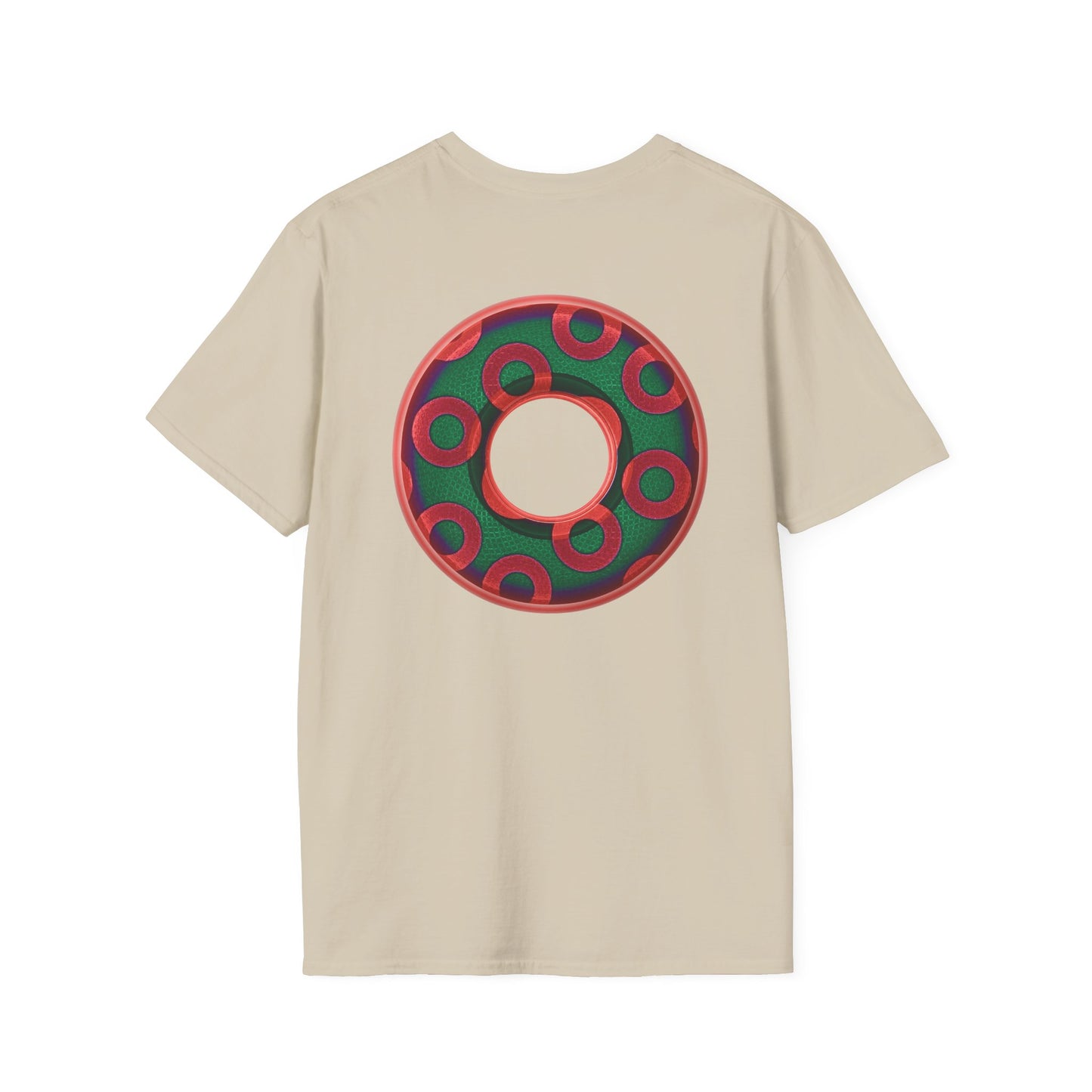 Plain Donuts/Unisex Soft-Style - "Plain Rustic Paradoxical Donuts" - green/red donuts