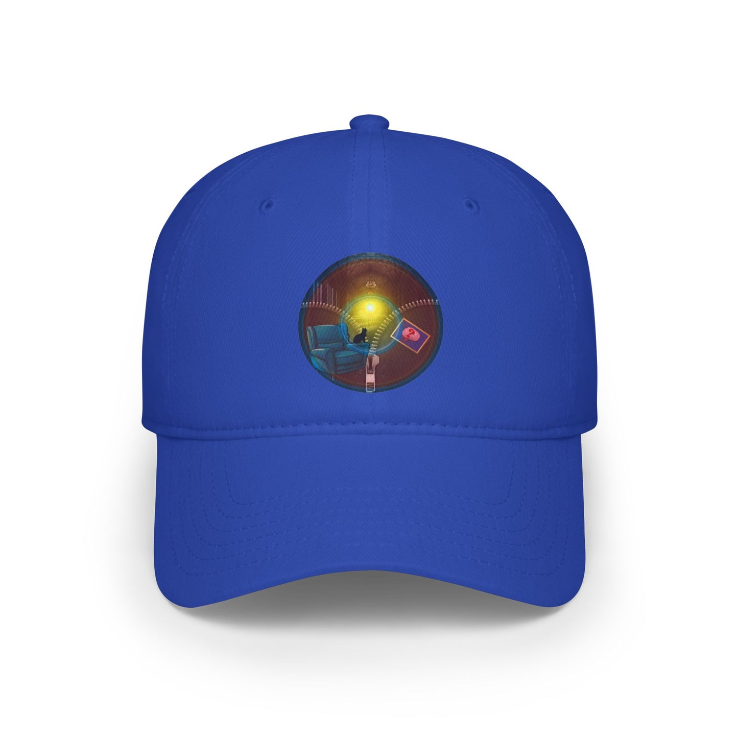 Lumpy Donut Baseball Cap - "Donuts Going Through My Mind Mind Mind Cap" - vivid red/blue pic donut w/