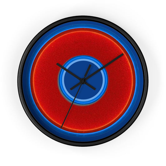 Lumpy Wall Clock - red vivid donut - variant 4 w/dark blue background