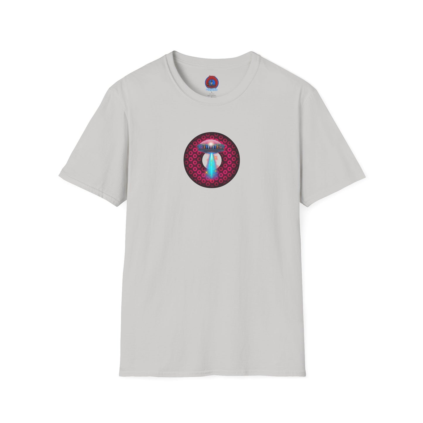 Classic Donut Tee - Unisex Soft-Style - "Donuts now Served on the Mothership" - series 1.0  - variant 2  - red/red paradoxical donut