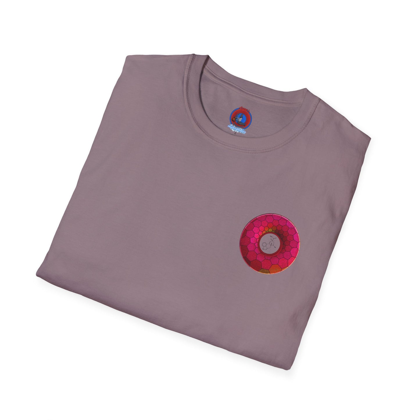 Classic Donut Tee - Unisex Soft-Style - "Dr. Albert Hofmann's Favorite Donut" - series 1.0  - variant 2 - magenta hexadonut