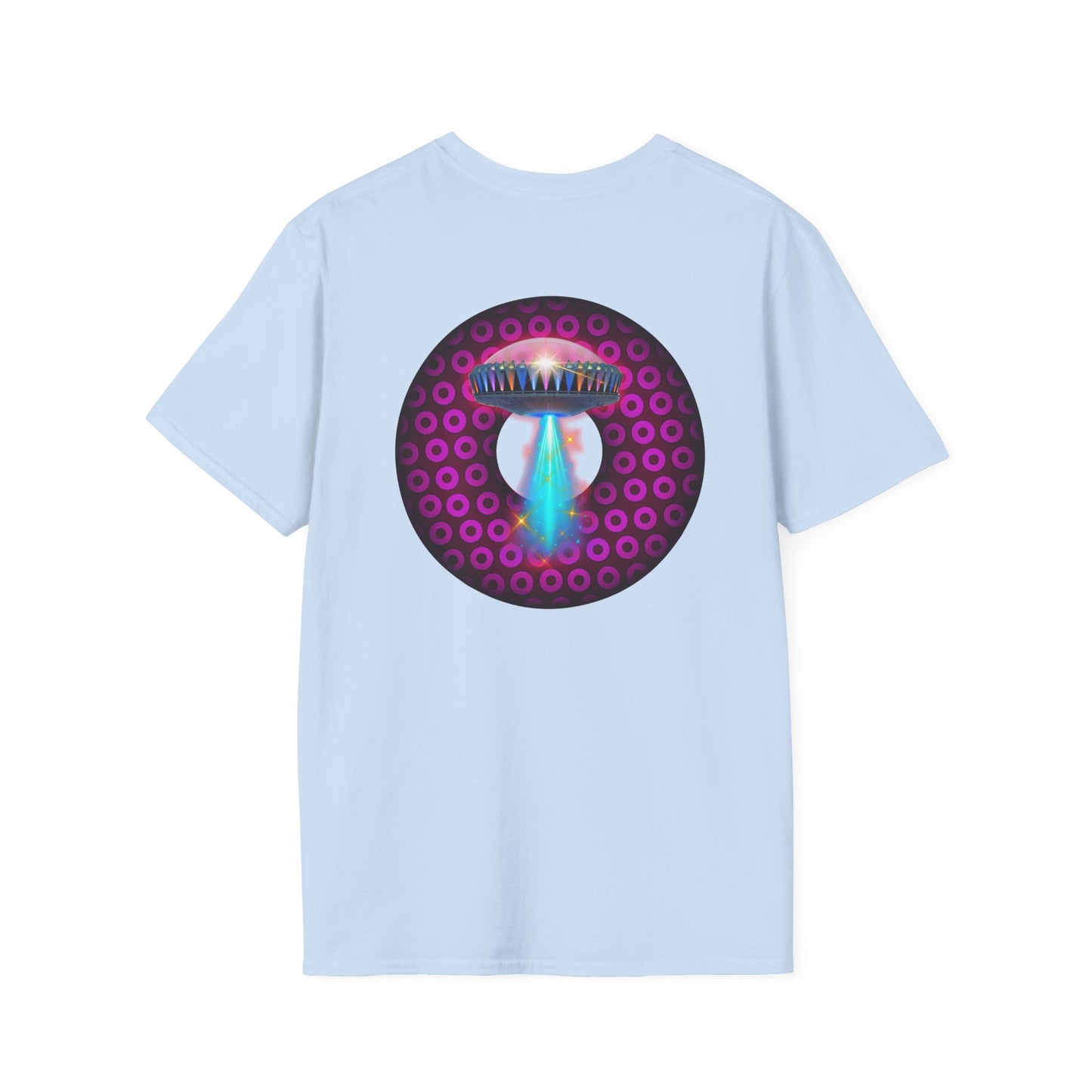 Coffee Traders Tee - Unisex Soft-Style - "Blastoff " - paradoxical donuts - variant 2 - logo front/mothership back