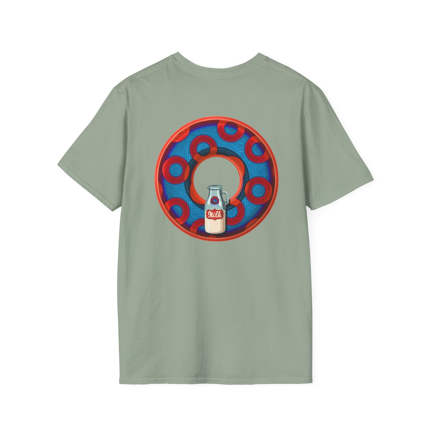 Classic Donut Tee - Unisex Soft-Style - "Wooked Cream - YEMSG Donut " - blue/red rustic paradox donut - variant 1